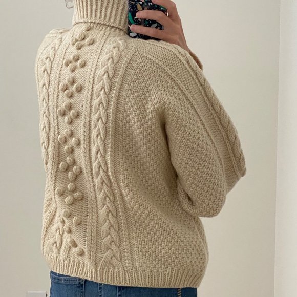 Vintage Hand-Knit Wool Turtleneck Sweater - Picture 5 of 12